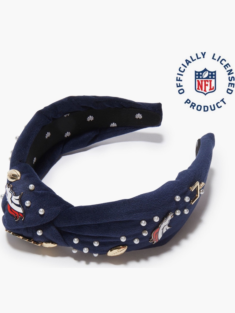Denver Broncos Lele Sadoughi x NFL Navy Embellished Knotted Headband